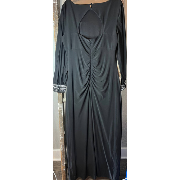 Long Sleeve MSK  Maxi Dress Black Special Occasion Embellished Cuff Evening Gown - Picture 2 of 8